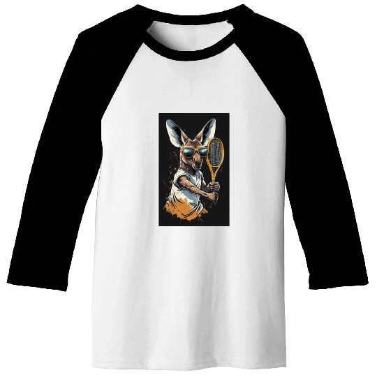 Kangaroo play tennis Baseball Tees