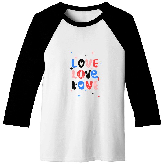 White Red Pink Light Blue Black Bold Valentine Baseball Tees