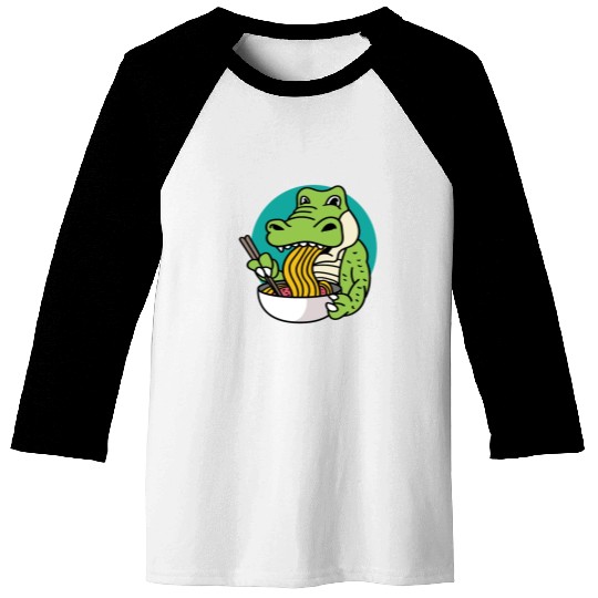 Trex Eating Ramen Food Lover Gift Baseball Tees