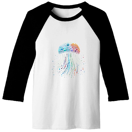 Neon Abyss - Jellyfish Pebble Art Baseball Tees