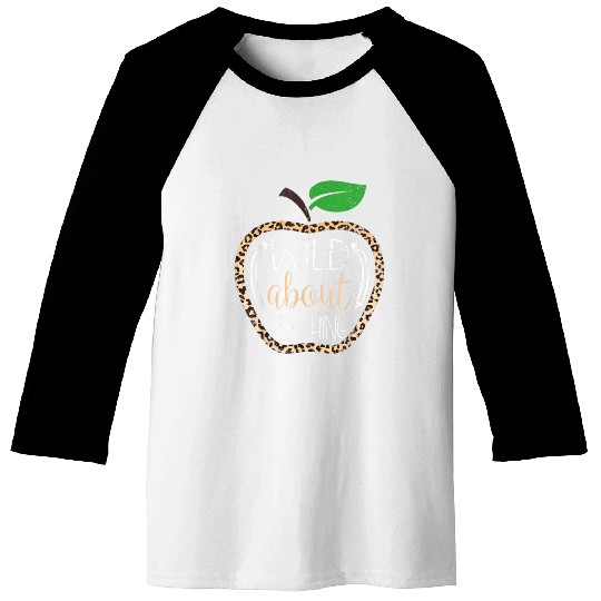 Wild About Teaching Leopard Print School Teacher Baseball Tees