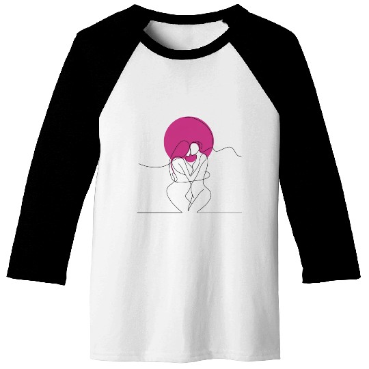 Lesbian Couple Elegant LGBT Line Art Baseball Tees
