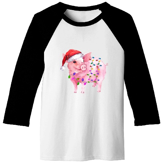 Pig Christmas Light Baseball Tees