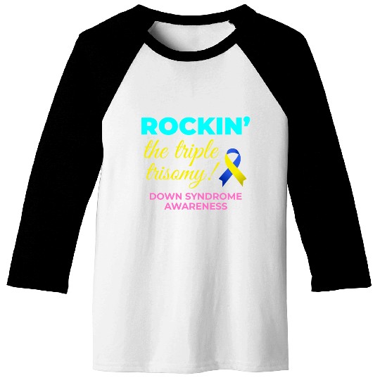Down Syndrome Awareness Triple Trisomy Rock Baseball Tees
