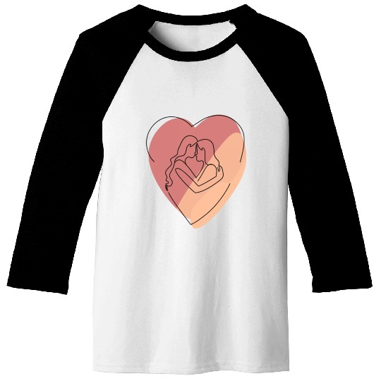 Lesbian Couple in Heart Baseball Tees