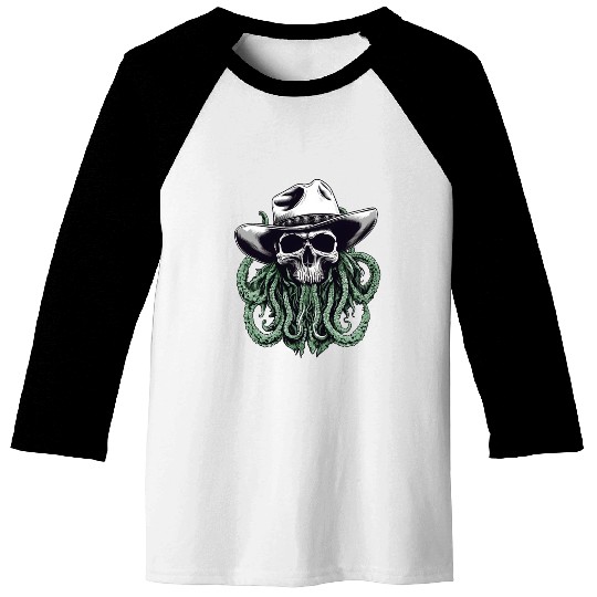 Skull and Tentacles - Weird Wild West Fusion Baseball Tees