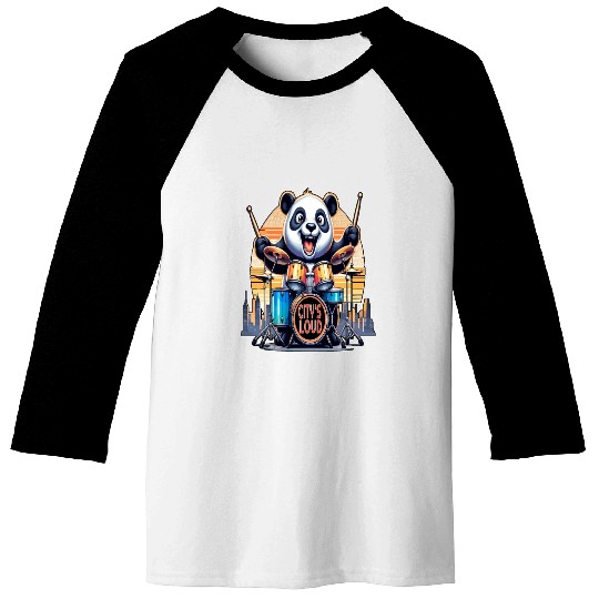Citys Loud, Urban Beat Panda Drummer Baseball Tees