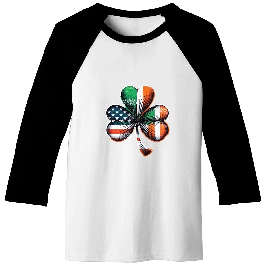 Irish American Shamrock Stars Stripes Baseball Tees