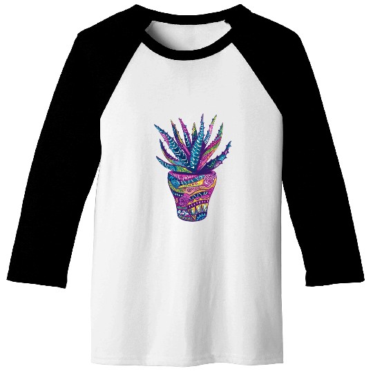 Psychedelic Aloe Vera Succulent Plant Garden Baseball Tees