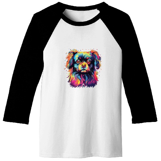 Watercolor Colorful Tibetan Spaniel Baseball Tees