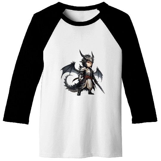 Chibi dragonwarrior Pose in Full armor Baseball Tees