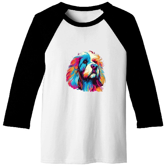 Watercolor Colorful Tibetan Spaniel Baseball Tees