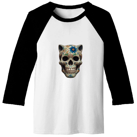 Talavera cat skull Baseball Tees