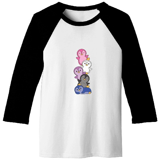 Genderfluid Flag Pride Lgbtq Cute Penguin Baseball Tees