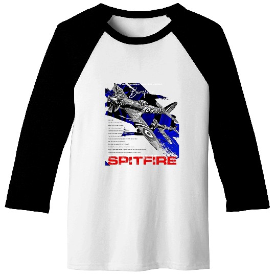Spitfire Vintage English WW2 Fighter Aircraft Baseball Tees