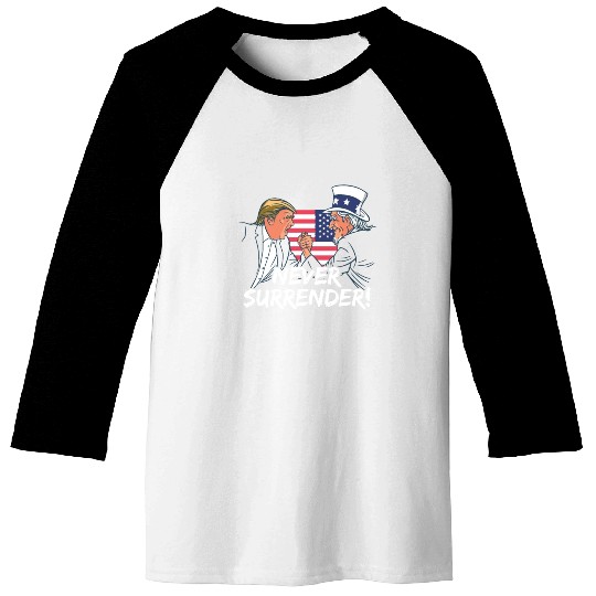 Trump Never Surrender Mug Shot Baseball Tees
