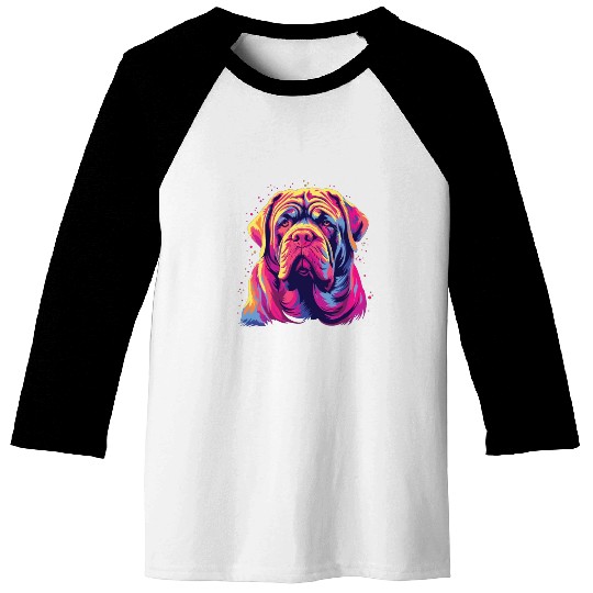 Watercolor Colorful Neapolitan Mastiff Baseball Tees