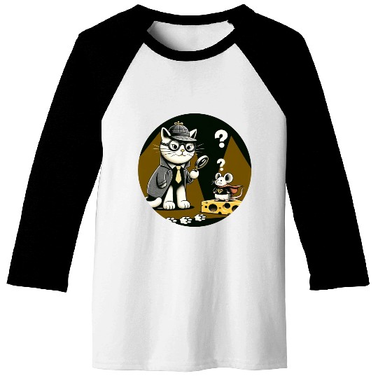 Detective Cat and Superhero Mouse Adventure Baseball Tees