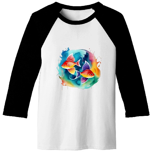 Color splash zodiac: Pisces Baseball Tees