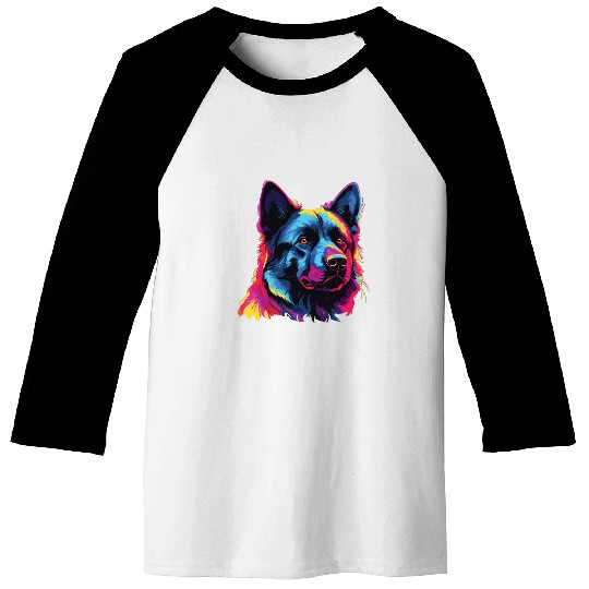 Watercolor Colorful Norwegian Elkhound Baseball Tees