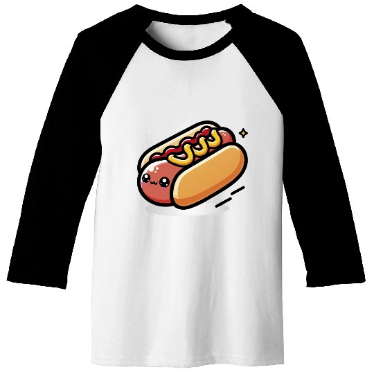 Cute Kawaii Hot dog Baseball Tees
