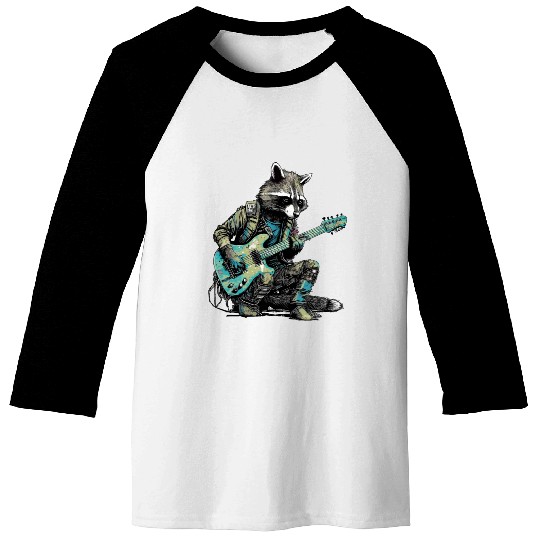 Raccoon with a Guitar Baseball Tees