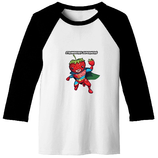 Strawberry Superhero Baseball Tees