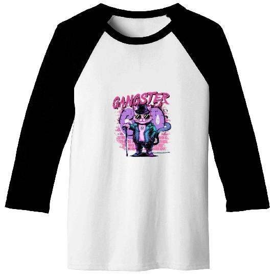 gangster cat neon design Baseball Tees