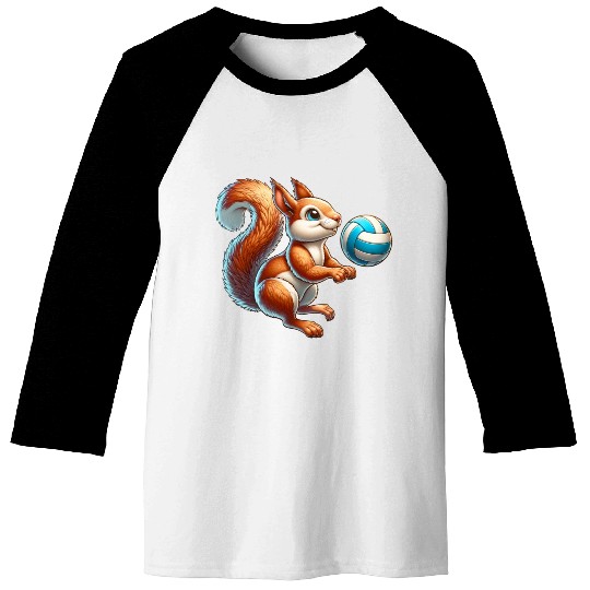 Volleyball Player Squirrel Fun Animal Lover Baseball Tees
