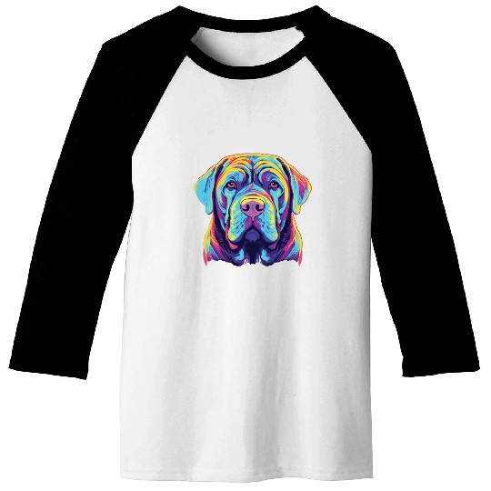Watercolor Colorful Neapolitan Mastiff Baseball Tees
