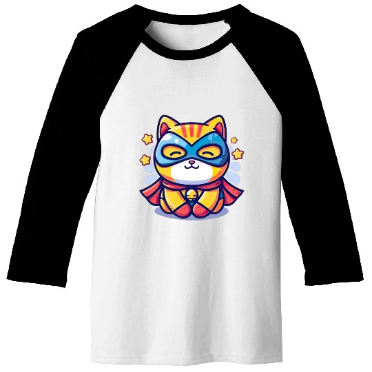 Superhero Kawaii Cat Baseball Tees