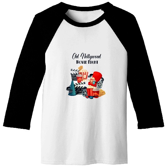 Popcorn Vintage Movie Night Baseball Tees