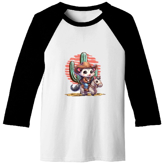 Opossum Cowboy Baseball Tees