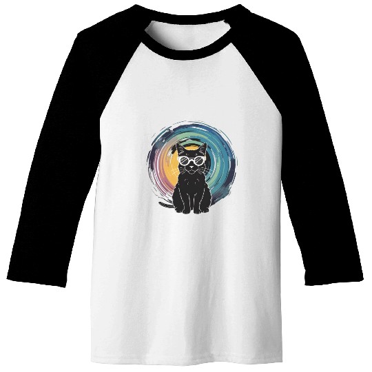 Solar Eclipse 2024 Cat Wearing Glasses Baseball Tees