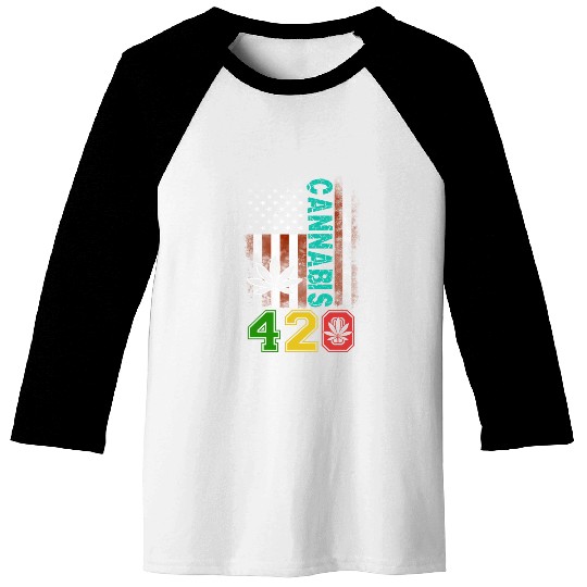 Amusing 420 American Herb Weed Marijuana Design Baseball Tees