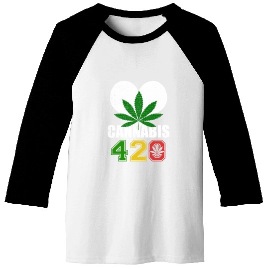 Sidesplitting 420 Love Herb Weed Marijuana Design Baseball Tees
