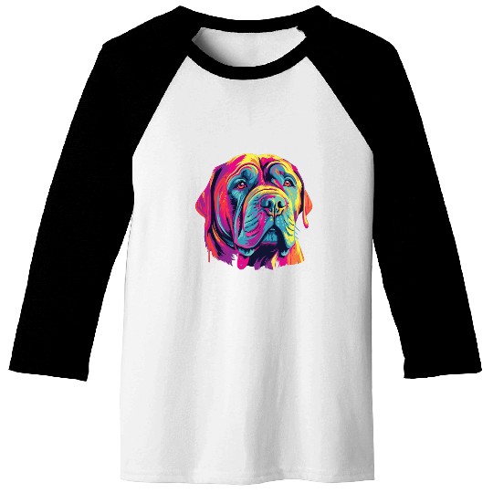 Watercolor Colorful Neapolitan Mastiff Baseball Tees