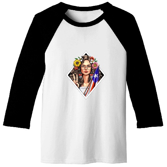 Boricua Puerto Rico Girl Baseball Tees