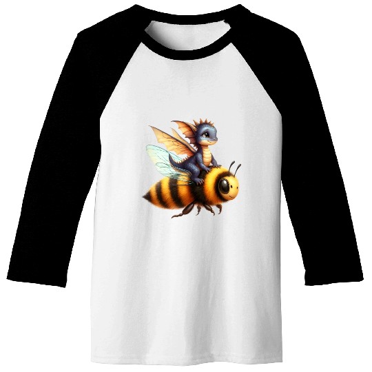 Fun Baby Dragon Riding a Bumble Bee Baseball Tees