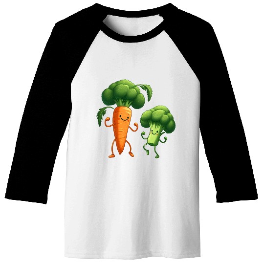 Carrot Dancing with Broccoli Baseball Tees