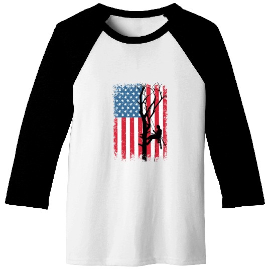 American Flag Arborist Gift For Men Cool Tree Love Baseball Tees