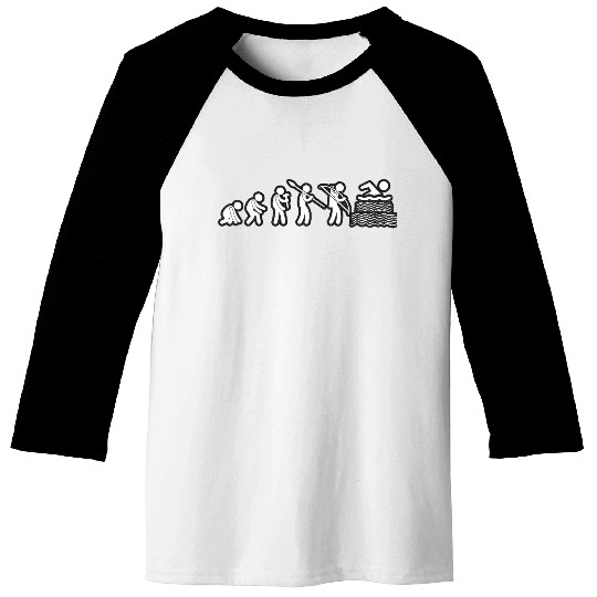 Evolution Swimming White Grunge Baseball Tees