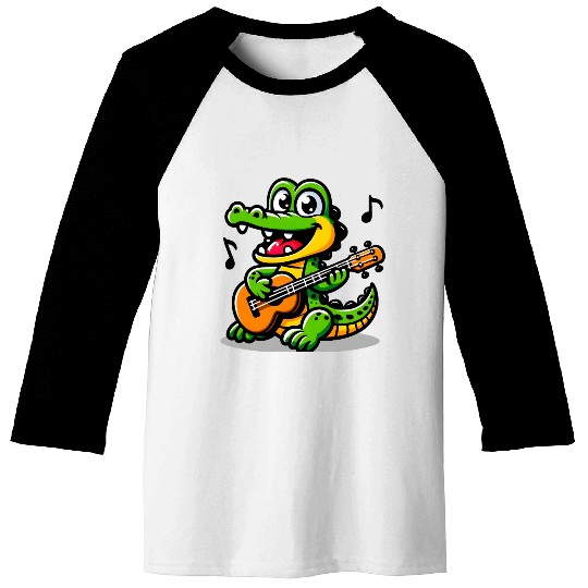 Crocodile Playing Guitar Baseball Tees