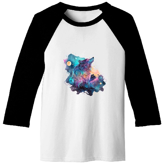 Wolf Print, Cosmic Wolves, Animal Print, Cosmos Baseball Tees