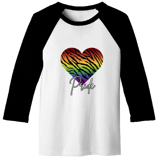 LGBTQ+Pride Rainbow heart-pattern tiger leather Baseball Tees