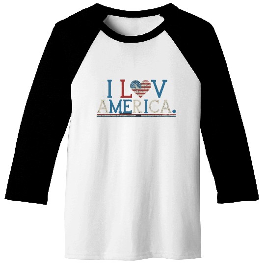 I Love America Baseball Tees