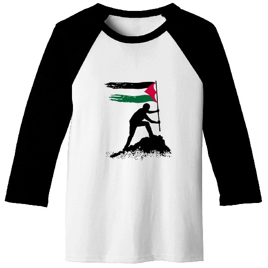 free palestine standing flag silhouette Baseball Tees