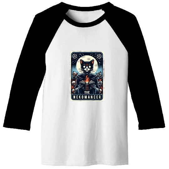 The Nekomancer Funny Tarot Necromancer Cat Pun Baseball Tees
