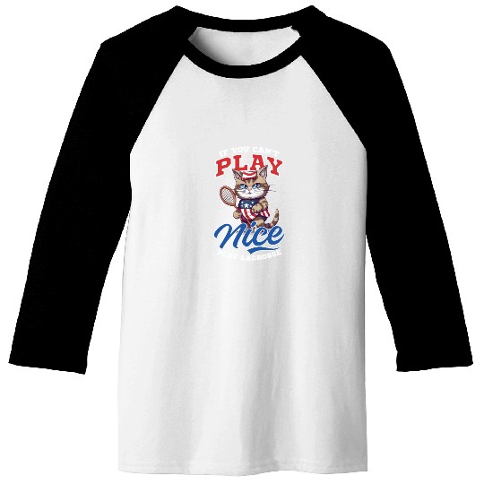 4th Of July Lacrosse Cat Play Lacrosse Baseball Tees