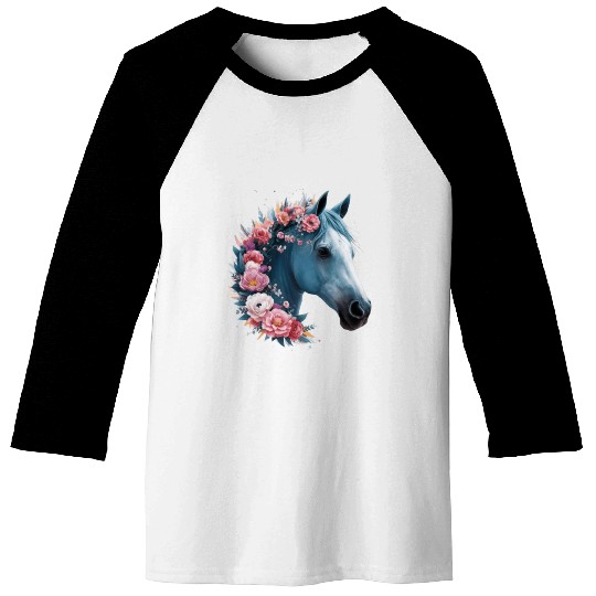 Horse &Flowers Baseball Tees